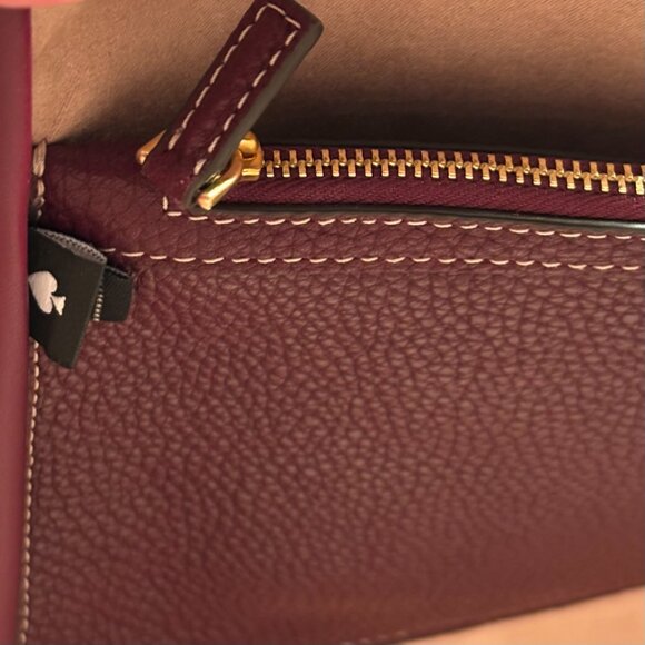 Kate Spade Gramercy Medium Tote Bag Cordovan Pebbled Leather Dual Strap NWT - Picture 12 of 16